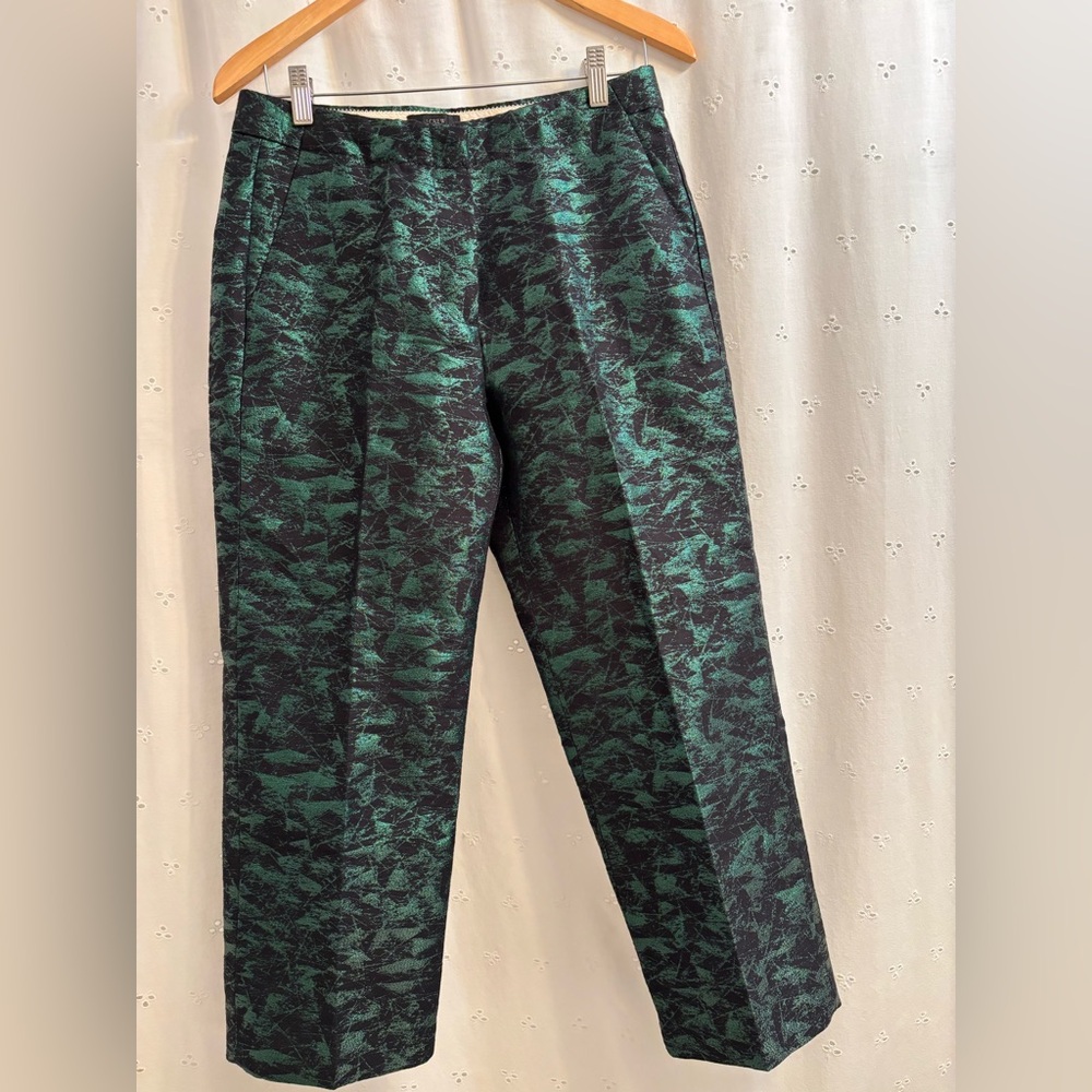 NEW J.Crew Patio Straight Leg Pants in Evergreen Jacquard Women’s Size 6 NWT